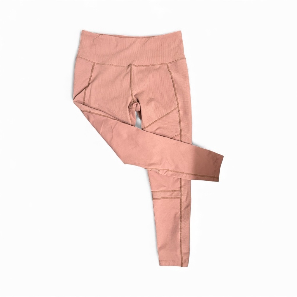 Zella Moto Ribbed High Waist Ankle Leggings - Purple Taupe - Large - Picture 2 of 5